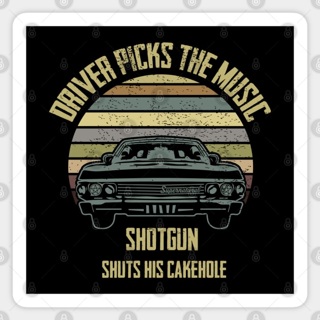 Driver picks the music shotgun shuts his cakehole Sticker by SALENTOmadness